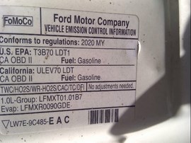 2020 FORD ECOSPORT WHITE  1.0L TURBO AT